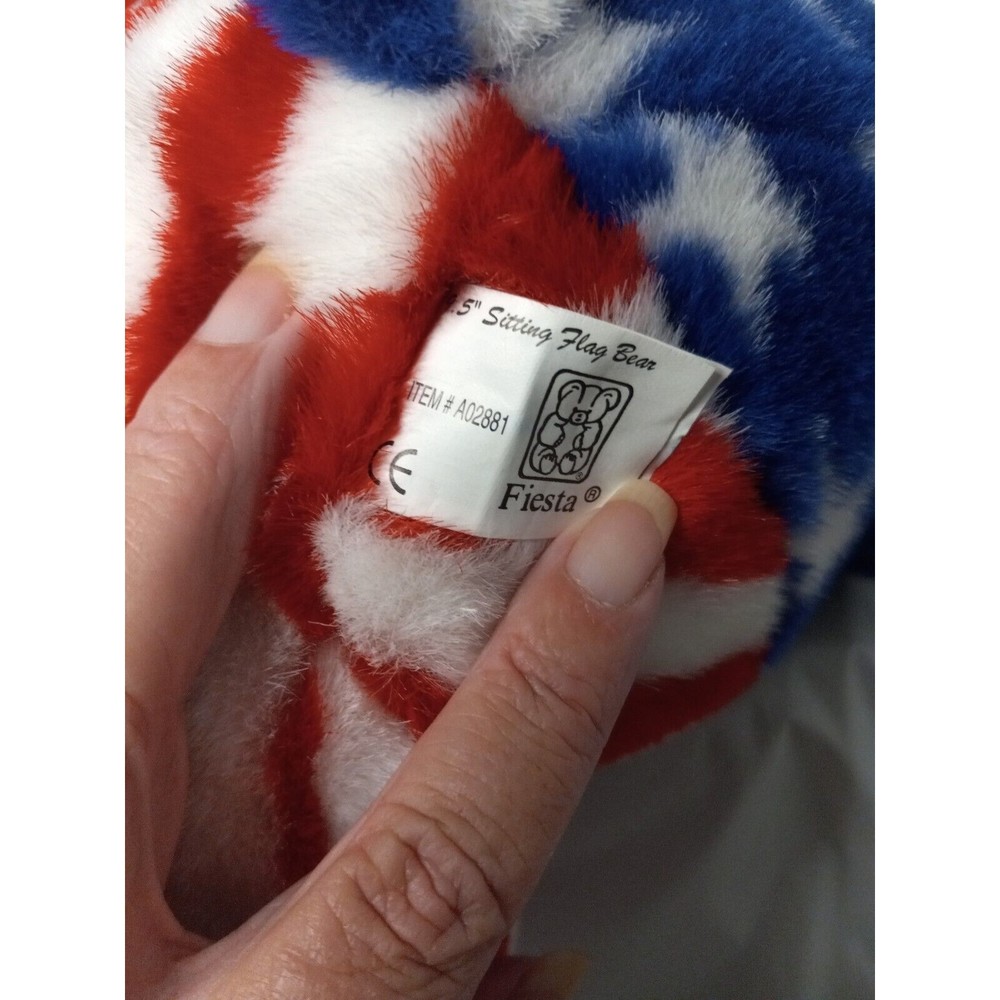 Vintage FIESTA Plush 9.5 Sitting Flag Bear 4th of July Stars Stripes Patriotic - Picture 7 of 8